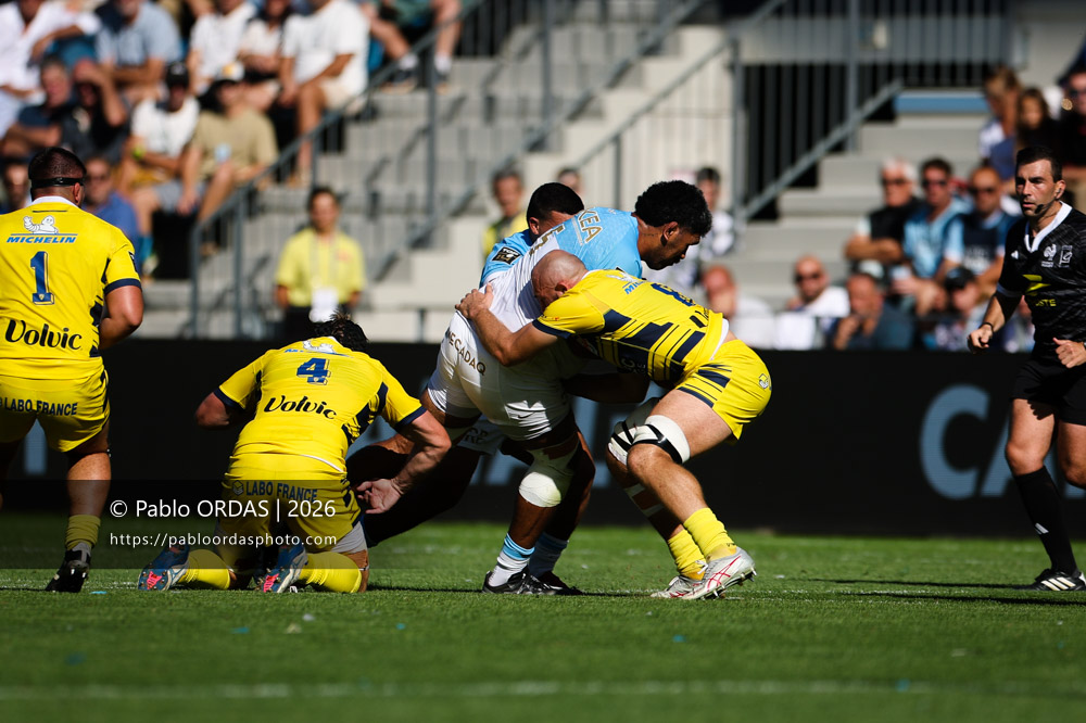 Brian Alainu'uese, lors du match de Top 14 entre l'Aviron bayonnais et Clermont, le 19 septembre 2026 au stade Jean Dauger de Bayonne, France (Photo Pablo ORDAS)