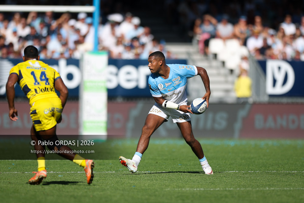 Cheikh Tiberghien, lors du match de Top 14 entre l'Aviron bayonnais et Clermont, le 19 septembre 2026 au stade Jean Dauger de Bayonne, France (Photo Pablo ORDAS)