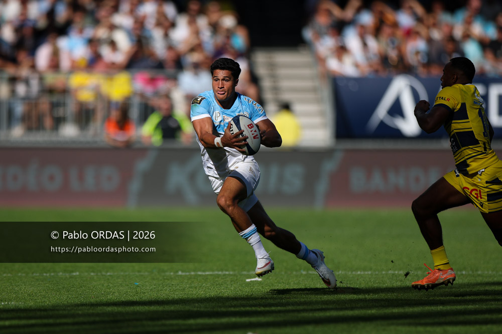Tom Spring, lors du match de Top 14 entre l'Aviron bayonnais et Clermont, le 19 septembre 2026 au stade Jean Dauger de Bayonne, France (Photo Pablo ORDAS)
