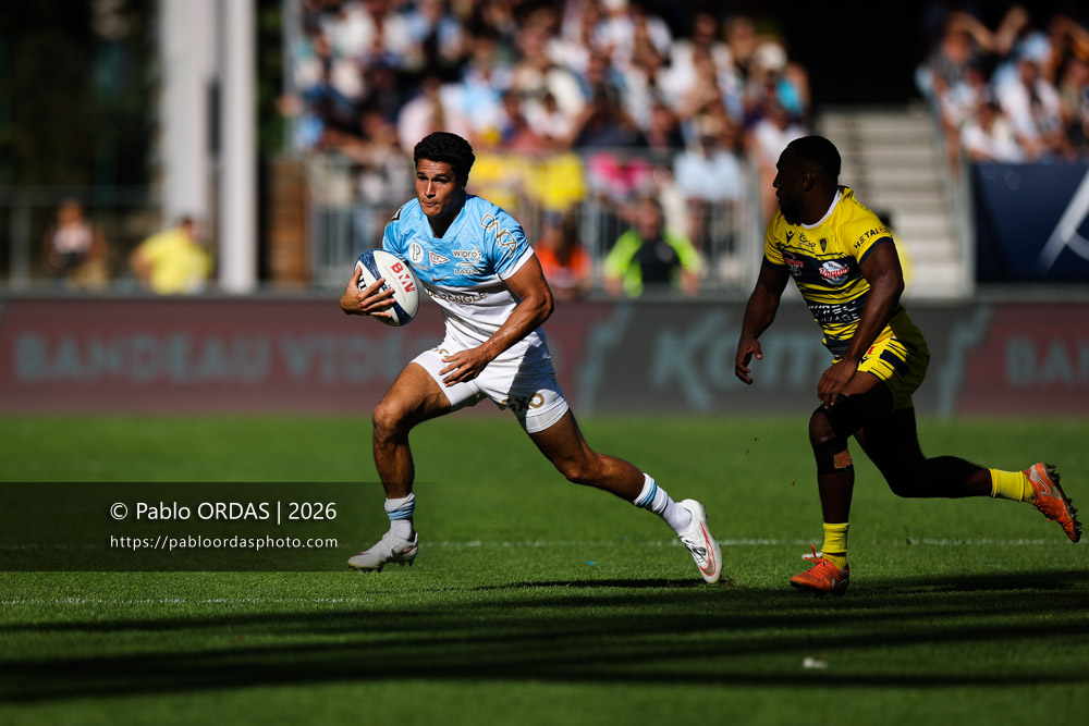 Tom Spring, lors du match de Top 14 entre l'Aviron bayonnais et Clermont, le 19 septembre 2026 au stade Jean Dauger de Bayonne, France (Photo Pablo ORDAS)