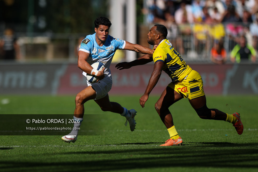 Tom Spring, lors du match de Top 14 entre l'Aviron bayonnais et Clermont, le 19 septembre 2026 au stade Jean Dauger de Bayonne, France (Photo Pablo ORDAS)