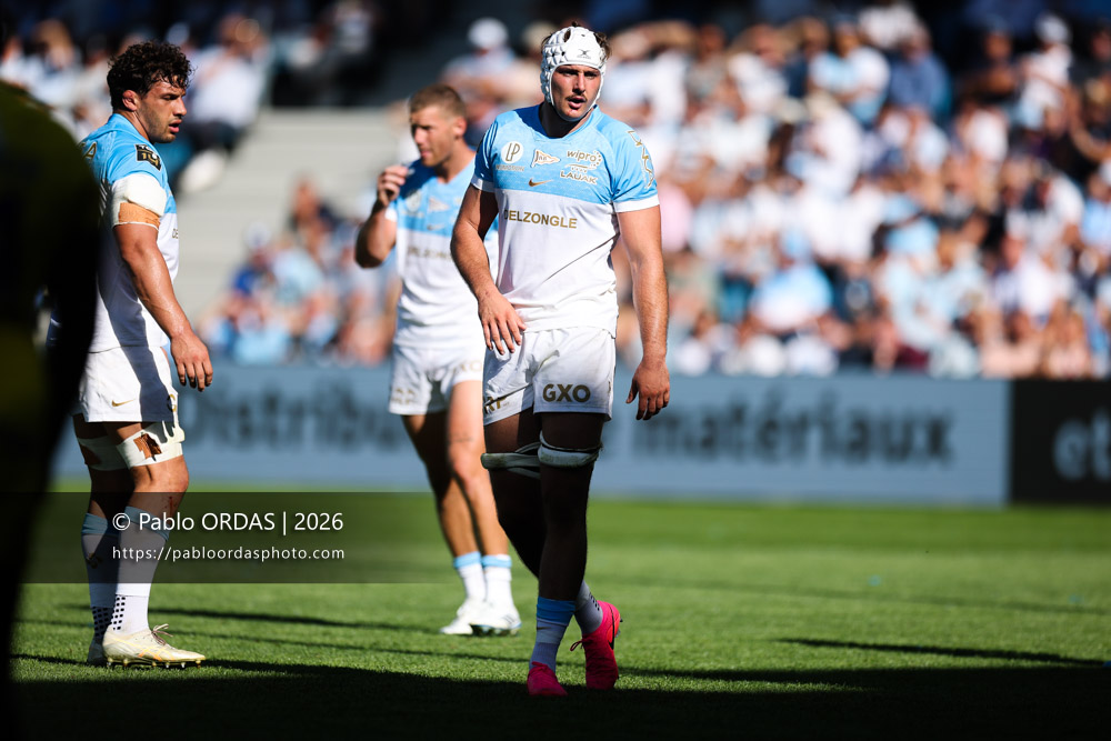 Esteban Capilla, lors du match de Top 14 entre l'Aviron bayonnais et Clermont, le 19 septembre 2026 au stade Jean Dauger de Bayonne, France (Photo Pablo ORDAS)