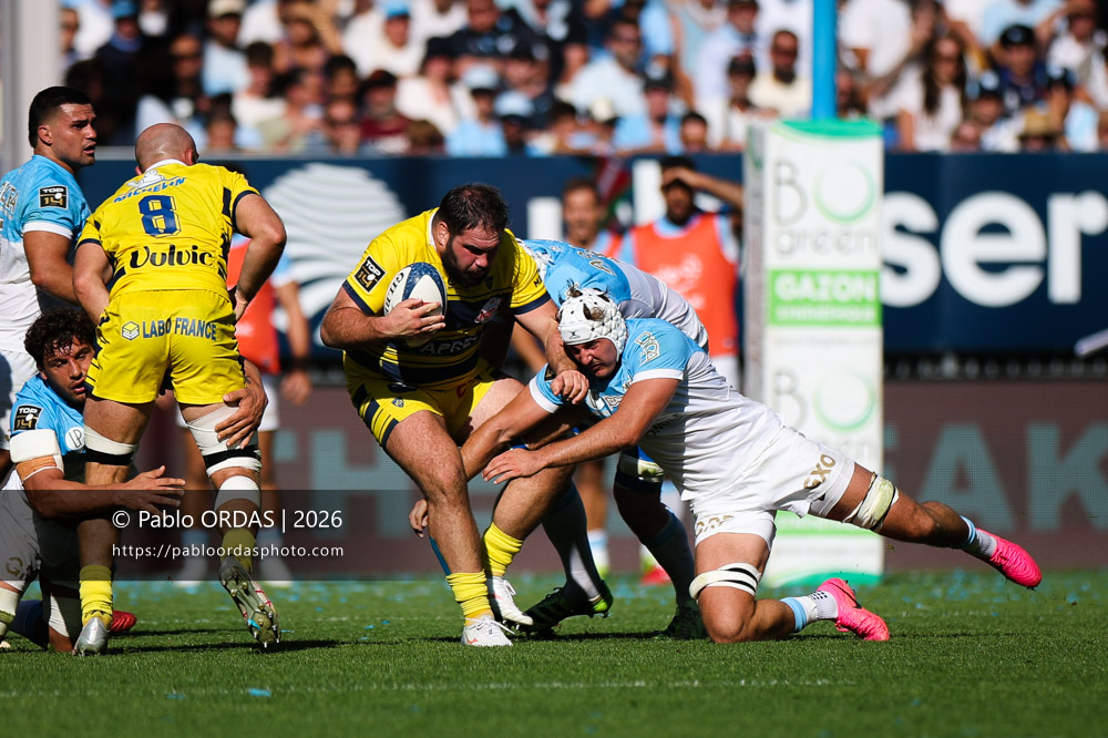 Régis Montagne, lors du match de Top 14 entre l'Aviron bayonnais et Clermont, le 19 septembre 2026 au stade Jean Dauger de Bayonne, France (Photo Pablo ORDAS)