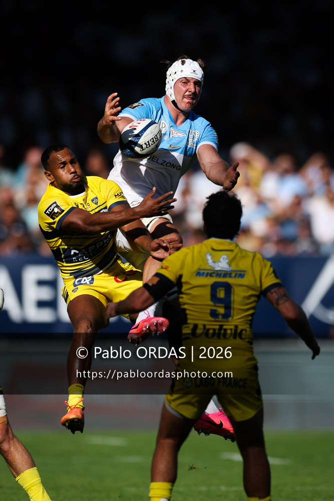 Esteban Capilla, lors du match de Top 14 entre l'Aviron bayonnais et Clermont, le 19 septembre 2026 au stade Jean Dauger de Bayonne, France (Photo Pablo ORDAS)
