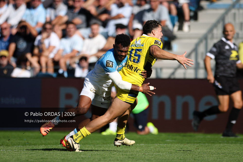 Sireli Maqala, lors du match de Top 14 entre l'Aviron bayonnais et Clermont, le 19 septembre 2026 au stade Jean Dauger de Bayonne, France (Photo Pablo ORDAS)