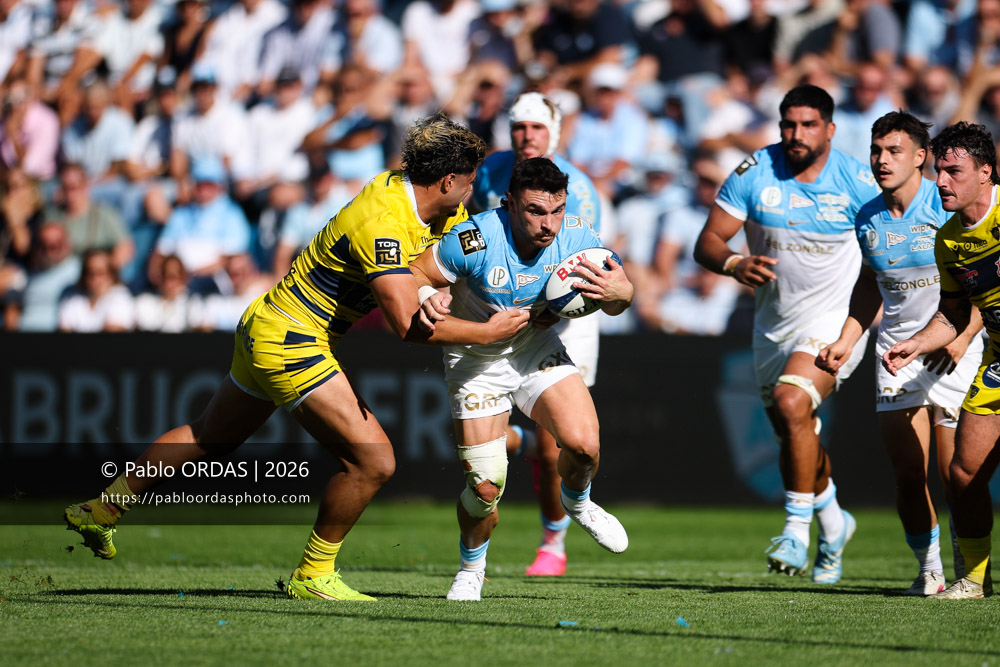 Mateo Carreras, lors du match de Top 14 entre l'Aviron bayonnais et Clermont, le 19 septembre 2026 au stade Jean Dauger de Bayonne, France (Photo Pablo ORDAS)