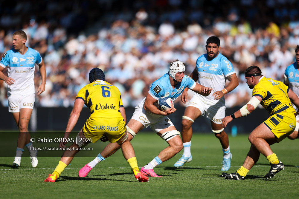Esteban Capilla, lors du match de Top 14 entre l'Aviron bayonnais et Clermont, le 19 septembre 2026 au stade Jean Dauger de Bayonne, France (Photo Pablo ORDAS)