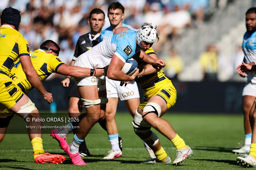 Esteban Capilla, lors du match de Top 14 entre l'Aviron bayonnais et Clermont, le 19 septembre 2026 au stade Jean Dauger de Bayonne, France (Photo Pablo ORDAS)