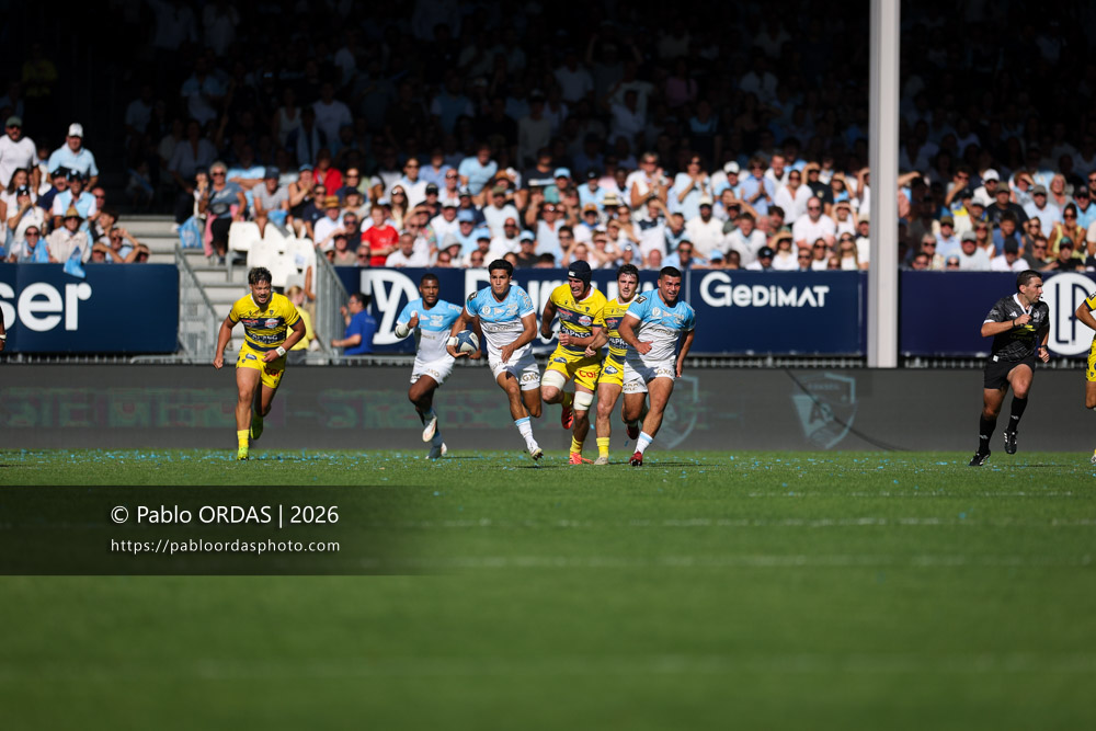 Tom Spring, lors du match de Top 14 entre l'Aviron bayonnais et Clermont, le 19 septembre 2026 au stade Jean Dauger de Bayonne, France (Photo Pablo ORDAS)