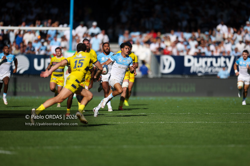 Tom Spring, lors du match de Top 14 entre l'Aviron bayonnais et Clermont, le 19 septembre 2026 au stade Jean Dauger de Bayonne, France (Photo Pablo ORDAS)