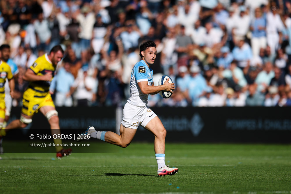 Baptiste Tilloles, lors du match de Top 14 entre l'Aviron bayonnais et Clermont, le 19 septembre 2026 au stade Jean Dauger de Bayonne, France (Photo Pablo ORDAS)