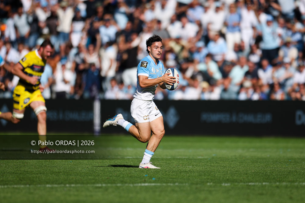 Baptiste Tilloles, lors du match de Top 14 entre l'Aviron bayonnais et Clermont, le 19 septembre 2026 au stade Jean Dauger de Bayonne, France (Photo Pablo ORDAS)
