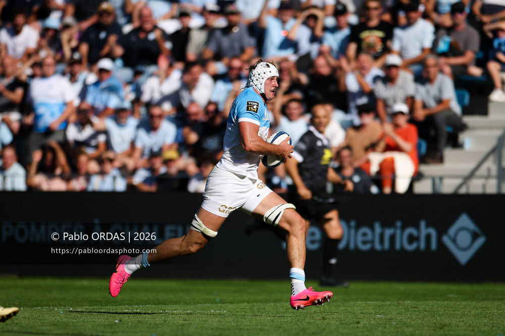Esteban Capilla, lors du match de Top 14 entre l'Aviron bayonnais et Clermont, le 19 septembre 2026 au stade Jean Dauger de Bayonne, France (Photo Pablo ORDAS)