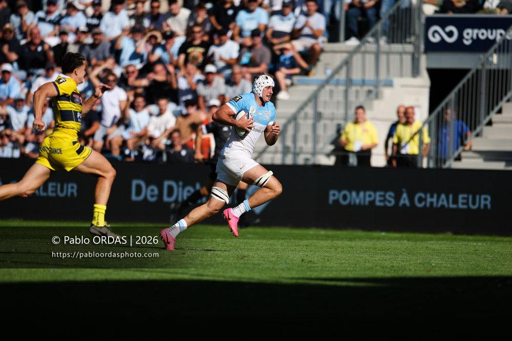 Esteban Capilla, lors du match de Top 14 entre l'Aviron bayonnais et Clermont, le 19 septembre 2026 au stade Jean Dauger de Bayonne, France (Photo Pablo ORDAS)