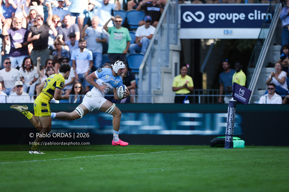 Esteban Capilla, lors du match de Top 14 entre l'Aviron bayonnais et Clermont, le 19 septembre 2026 au stade Jean Dauger de Bayonne, France (Photo Pablo ORDAS)