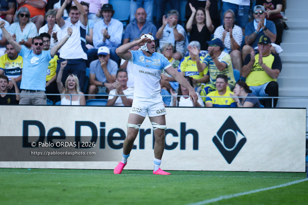 Esteban Capilla, lors du match de Top 14 entre l'Aviron bayonnais et Clermont, le 19 septembre 2026 au stade Jean Dauger de Bayonne, France (Photo Pablo ORDAS)