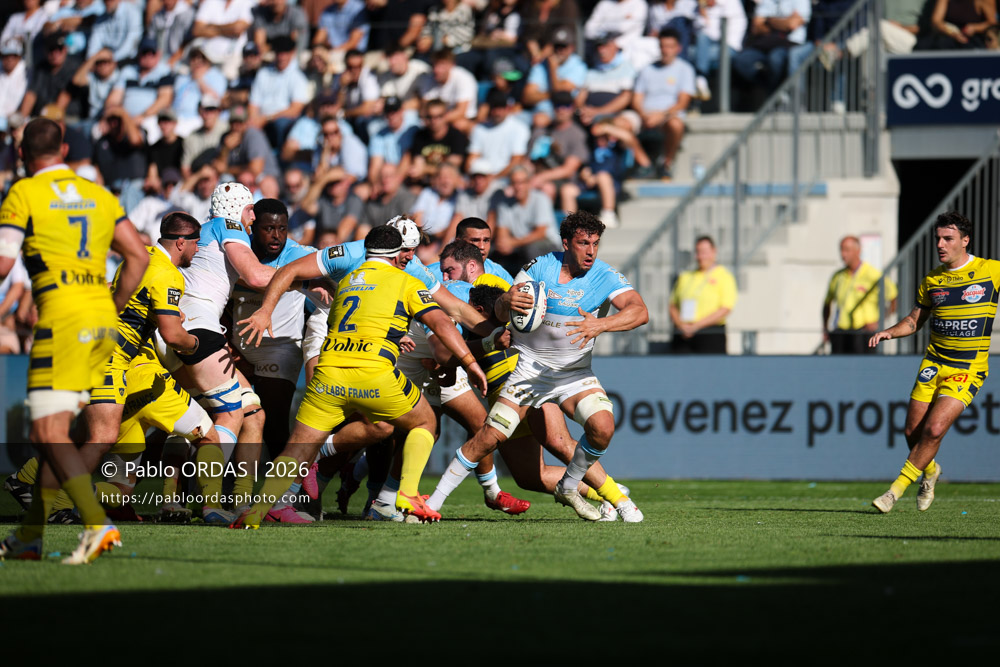 Alexandre Fischer, lors du match de Top 14 entre l'Aviron bayonnais et Clermont, le 19 septembre 2026 au stade Jean Dauger de Bayonne, France (Photo Pablo ORDAS)