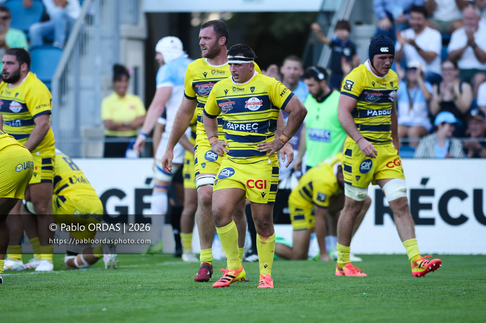 Barnabé Massa, lors du match de Top 14 entre l'Aviron bayonnais et Clermont, le 19 septembre 2026 au stade Jean Dauger de Bayonne, France (Photo Pablo ORDAS)
