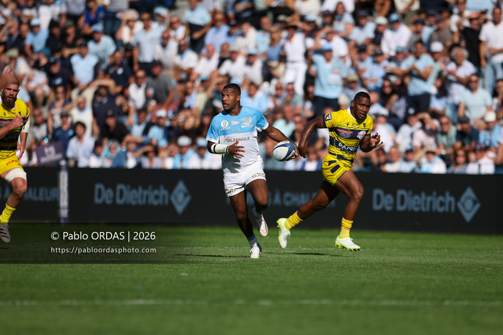 Cheikh Tiberghien, lors du match de Top 14 entre l'Aviron bayonnais et Clermont, le 19 septembre 2026 au stade Jean Dauger de Bayonne, France (Photo Pablo ORDAS)