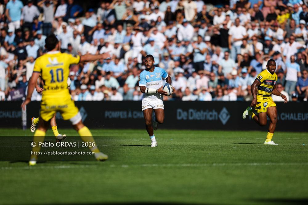 Cheikh Tiberghien, lors du match de Top 14 entre l'Aviron bayonnais et Clermont, le 19 septembre 2026 au stade Jean Dauger de Bayonne, France (Photo Pablo ORDAS)