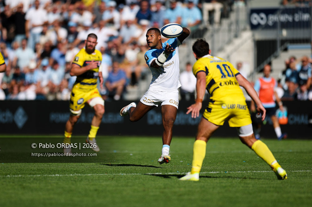 Cheikh Tiberghien, lors du match de Top 14 entre l'Aviron bayonnais et Clermont, le 19 septembre 2026 au stade Jean Dauger de Bayonne, France (Photo Pablo ORDAS)