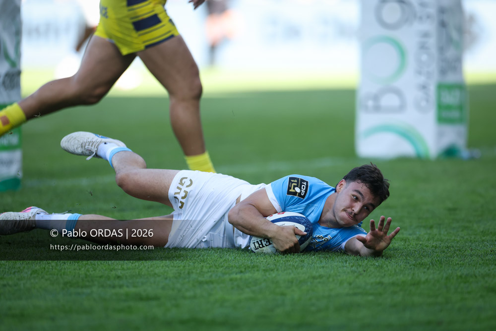 Baptiste Tilloles, lors du match de Top 14 entre l'Aviron bayonnais et Clermont, le 19 septembre 2026 au stade Jean Dauger de Bayonne, France (Photo Pablo ORDAS)
