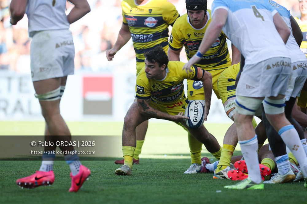 Baptiste Germain, lors du match de Top 14 entre l'Aviron bayonnais et Clermont, le 19 septembre 2026 au stade Jean Dauger de Bayonne, France (Photo Pablo ORDAS)