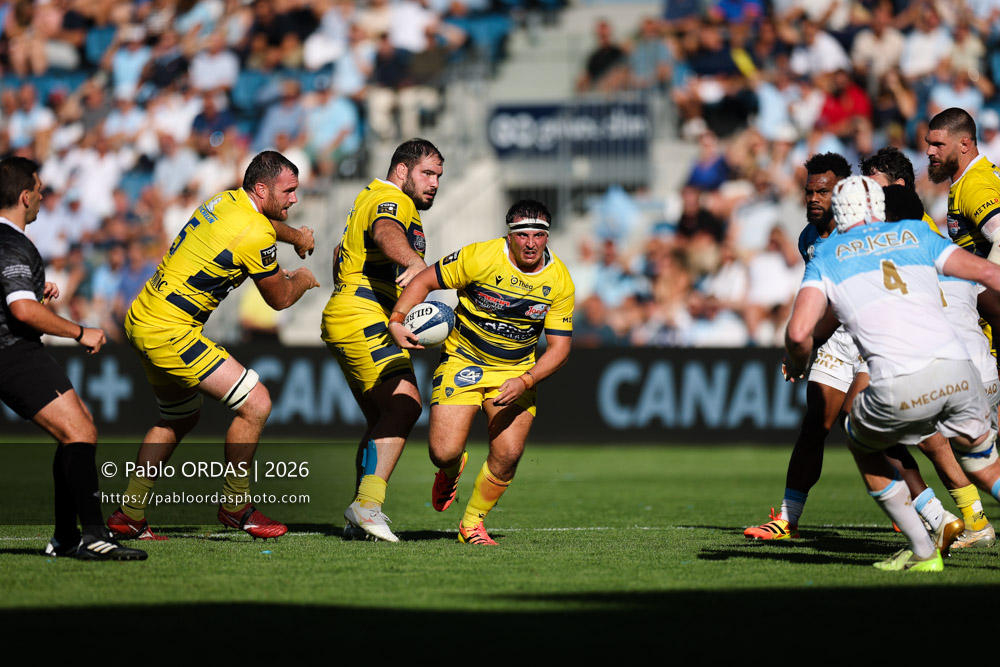 Barnabé Massa, lors du match de Top 14 entre l'Aviron bayonnais et Clermont, le 19 septembre 2026 au stade Jean Dauger de Bayonne, France (Photo Pablo ORDAS)