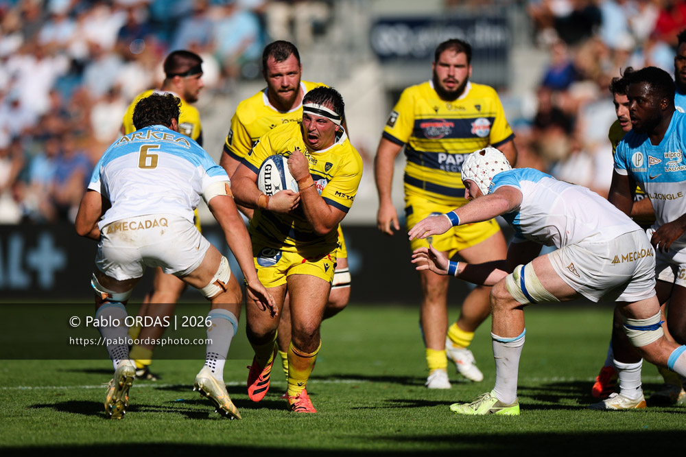 Barnabé Massa, lors du match de Top 14 entre l'Aviron bayonnais et Clermont, le 19 septembre 2026 au stade Jean Dauger de Bayonne, France (Photo Pablo ORDAS)