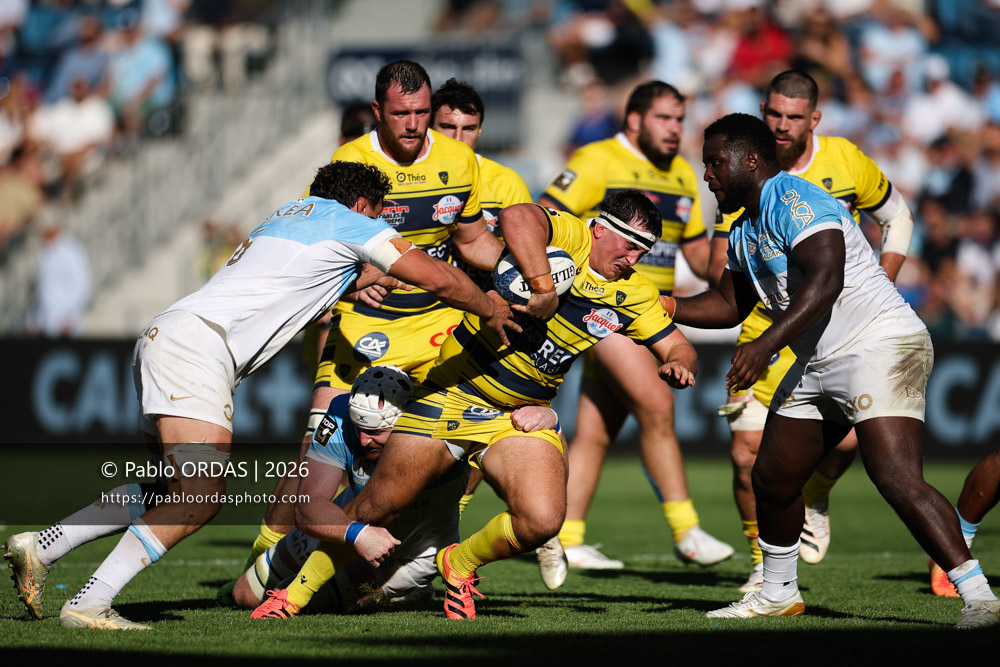 Barnabé Massa, lors du match de Top 14 entre l'Aviron bayonnais et Clermont, le 19 septembre 2026 au stade Jean Dauger de Bayonne, France (Photo Pablo ORDAS)