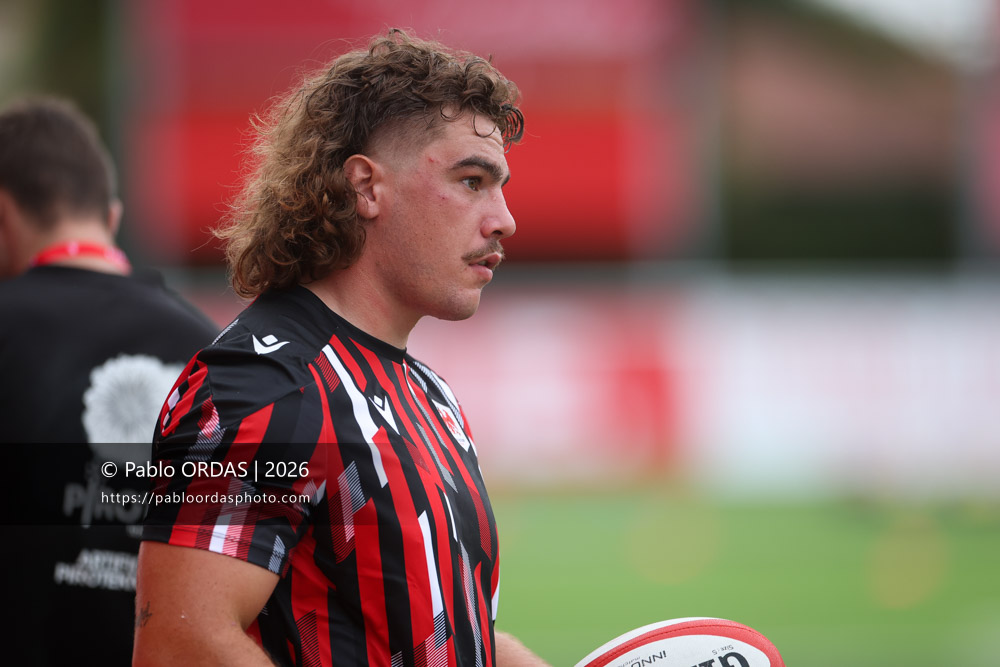 Léo Chauvin, lors du match de Pro D2 entre le Biarritz olympique et Nissa Rugby, le 27 août 2026 au stade Aguiléra de Biarritz, France (Photo Pablo ORDAS)