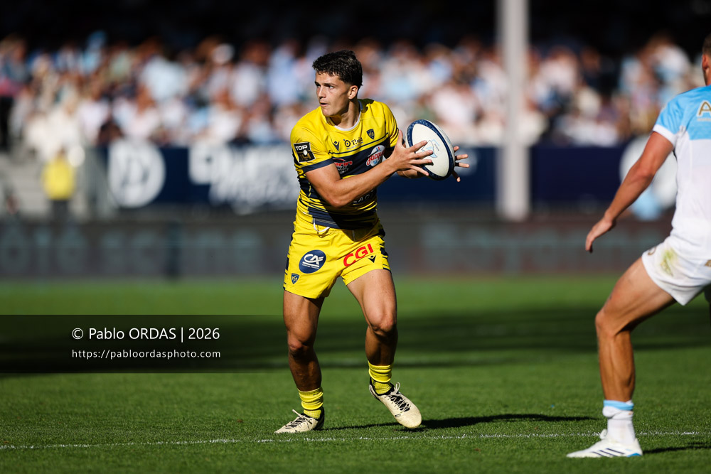 Axel Guillaud, lors du match de Top 14 entre l'Aviron bayonnais et Clermont, le 19 septembre 2026 au stade Jean Dauger de Bayonne, France (Photo Pablo ORDAS)