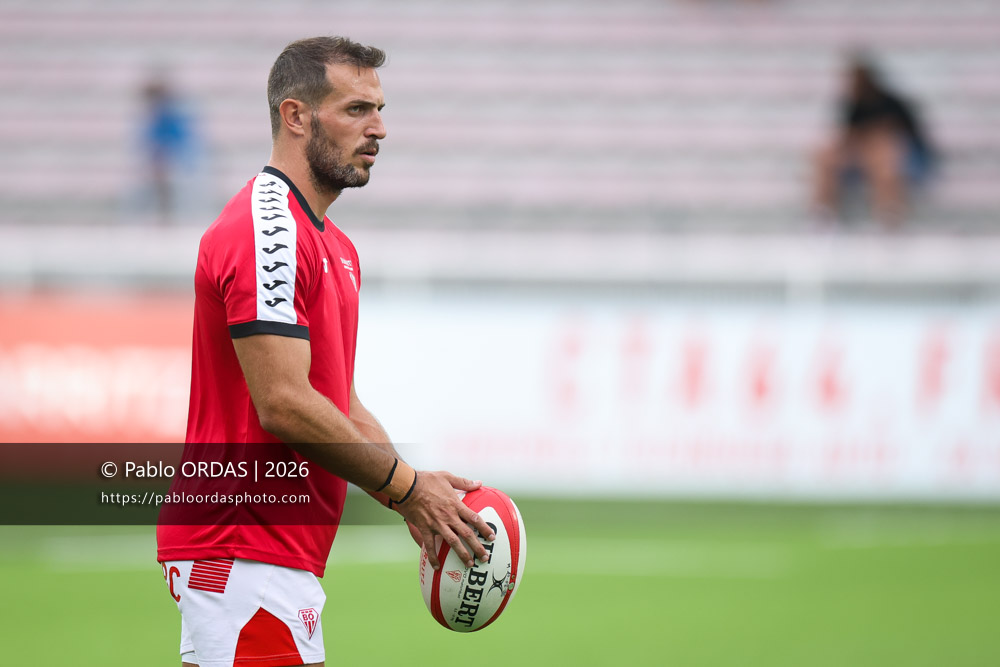 Kylian Jaminet, lors du match de Pro D2 entre le Biarritz olympique et Nissa Rugby, le 27 août 2026 au stade Aguiléra de Biarritz, France (Photo Pablo ORDAS)