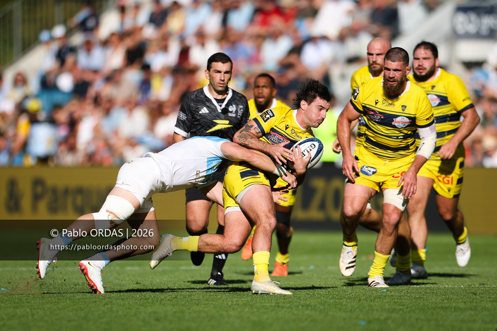 Baptiste Germain, lors du match de Top 14 entre l'Aviron bayonnais et Clermont, le 19 septembre 2026 au stade Jean Dauger de Bayonne, France (Photo Pablo ORDAS)