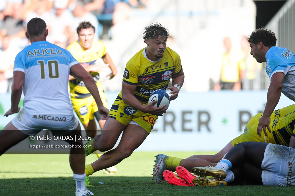 AJ Lam, lors du match de Top 14 entre l'Aviron bayonnais et Clermont, le 19 septembre 2026 au stade Jean Dauger de Bayonne, France (Photo Pablo ORDAS)