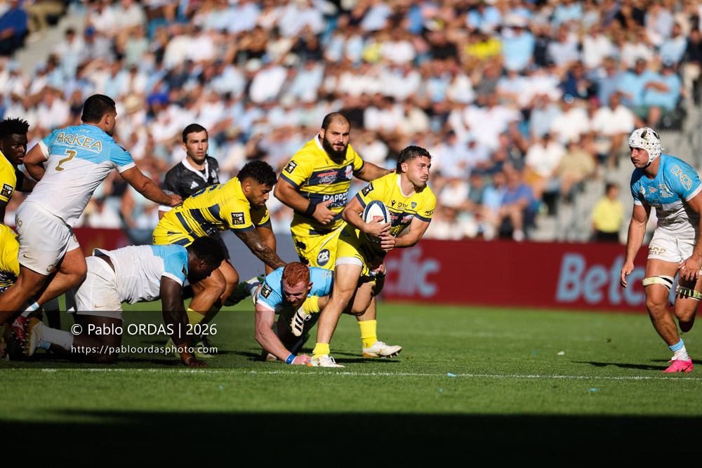 Baptiste Jauneau, lors du match de Top 14 entre l'Aviron bayonnais et Clermont, le 19 septembre 2026 au stade Jean Dauger de Bayonne, France (Photo Pablo ORDAS)