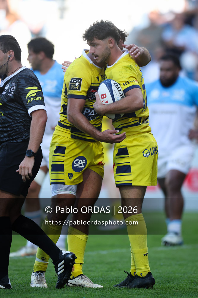 Justin Bouraux, lors du match de Top 14 entre l'Aviron bayonnais et Clermont, le 19 septembre 2026 au stade Jean Dauger de Bayonne, France (Photo Pablo ORDAS)