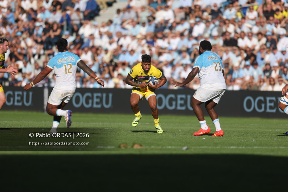 Peniami Narisia, lors du match de Top 14 entre l'Aviron bayonnais et Clermont, le 19 septembre 2026 au stade Jean Dauger de Bayonne, France (Photo Pablo ORDAS)