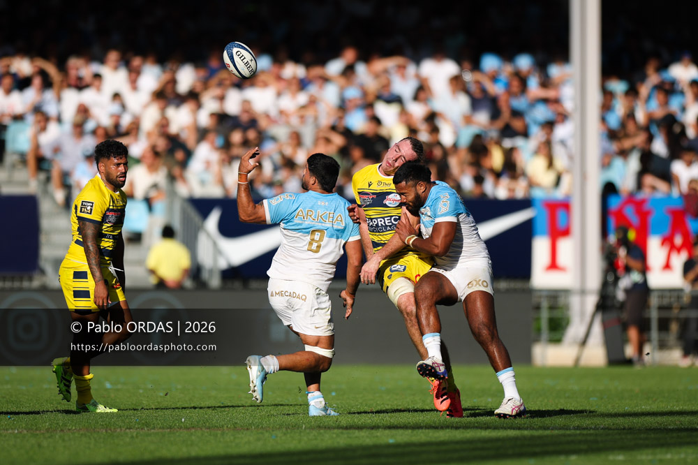 Manu Tuilagi, lors du match de Top 14 entre l'Aviron bayonnais et Clermont, le 19 septembre 2026 au stade Jean Dauger de Bayonne, France (Photo Pablo ORDAS)