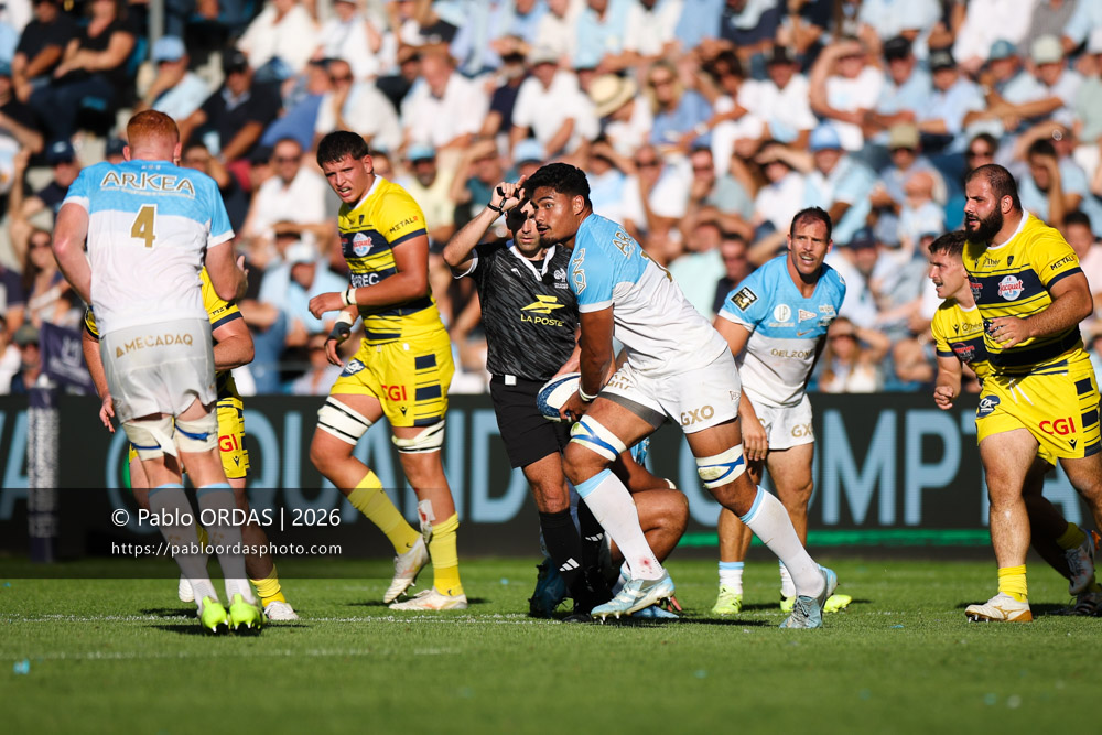 Matthieu Uhila, lors du match de Top 14 entre l'Aviron bayonnais et Clermont, le 19 septembre 2026 au stade Jean Dauger de Bayonne, France (Photo Pablo ORDAS)