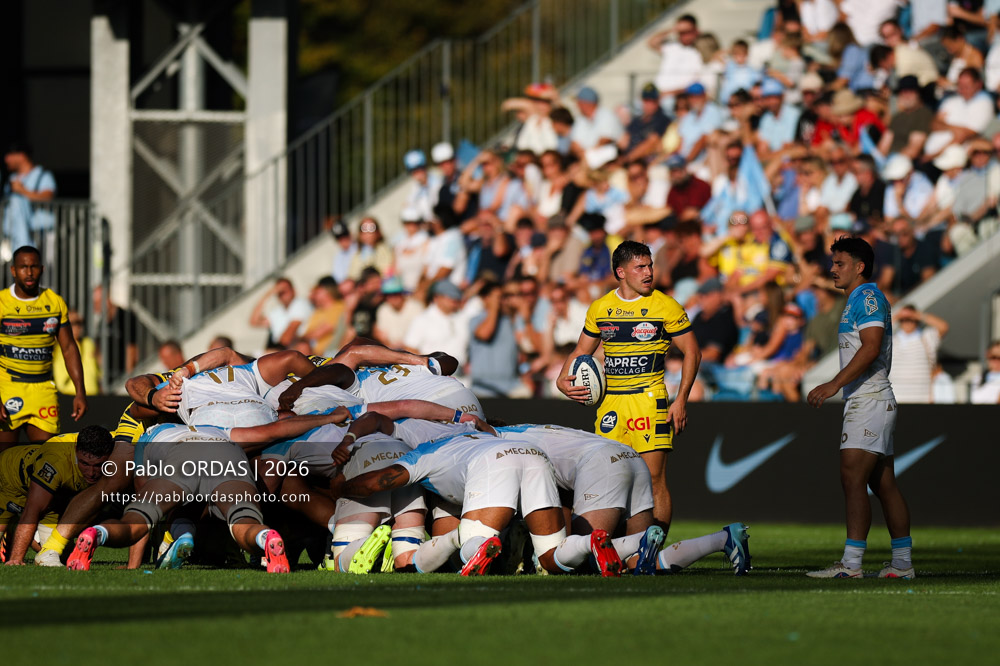 Baptiste Jauneau, lors du match de Top 14 entre l'Aviron bayonnais et Clermont, le 19 septembre 2026 au stade Jean Dauger de Bayonne, France (Photo Pablo ORDAS)