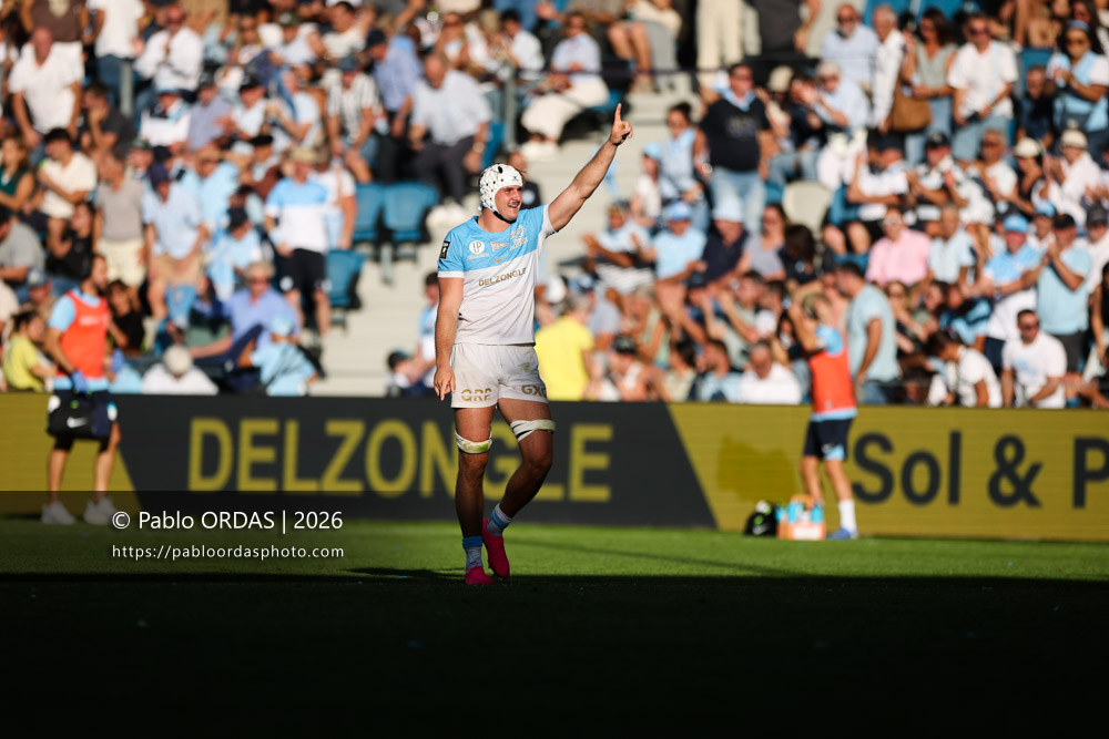 Esteban Capilla, lors du match de Top 14 entre l'Aviron bayonnais et Clermont, le 19 septembre 2026 au stade Jean Dauger de Bayonne, France (Photo Pablo ORDAS)