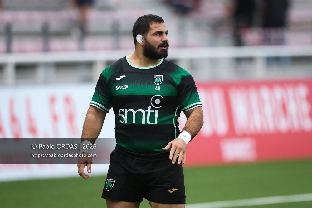 Nugzar Somkhishvili, lors du match de Pro D2 entre le Biarritz olympique et Montauban, le 25 septembre 2026 au stade Aguiléra de Biarritz, France (Photo Pablo ORDAS)