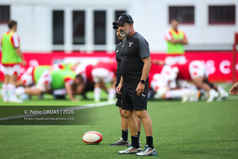 Stéphane Prosper, lors du match de Pro D2 entre le Biarritz olympique et Montauban, le 25 septembre 2026 au stade Aguiléra de Biarritz, France (Photo Pablo ORDAS)