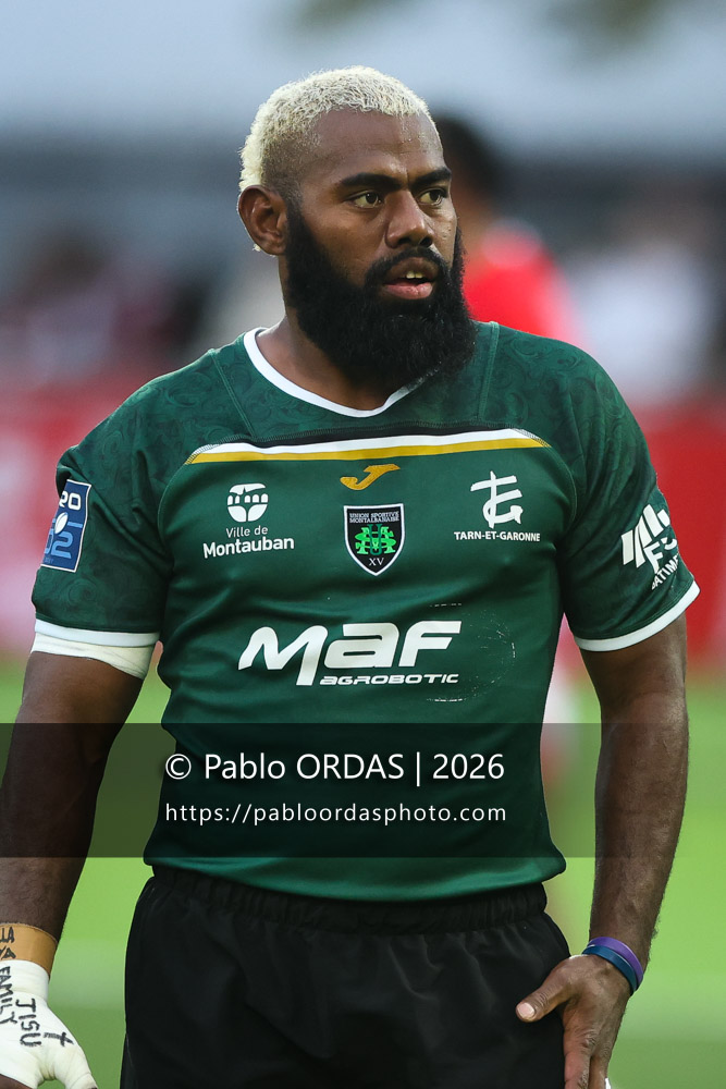 Josua Vici, lors du match de Pro D2 entre le Biarritz olympique et Montauban, le 25 septembre 2026 au stade Aguiléra de Biarritz, France (Photo Pablo ORDAS)