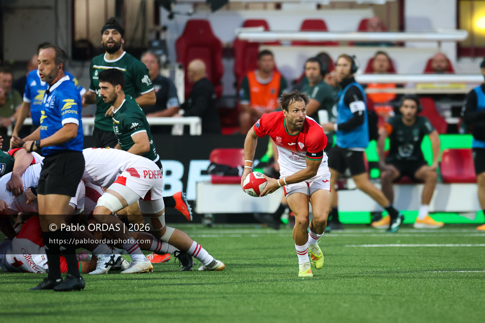 Yann Lesgourgues, lors du match de Pro D2 entre le Biarritz olympique et Montauban, le 25 septembre 2026 au stade Aguiléra de Biarritz, France (Photo Pablo ORDAS)