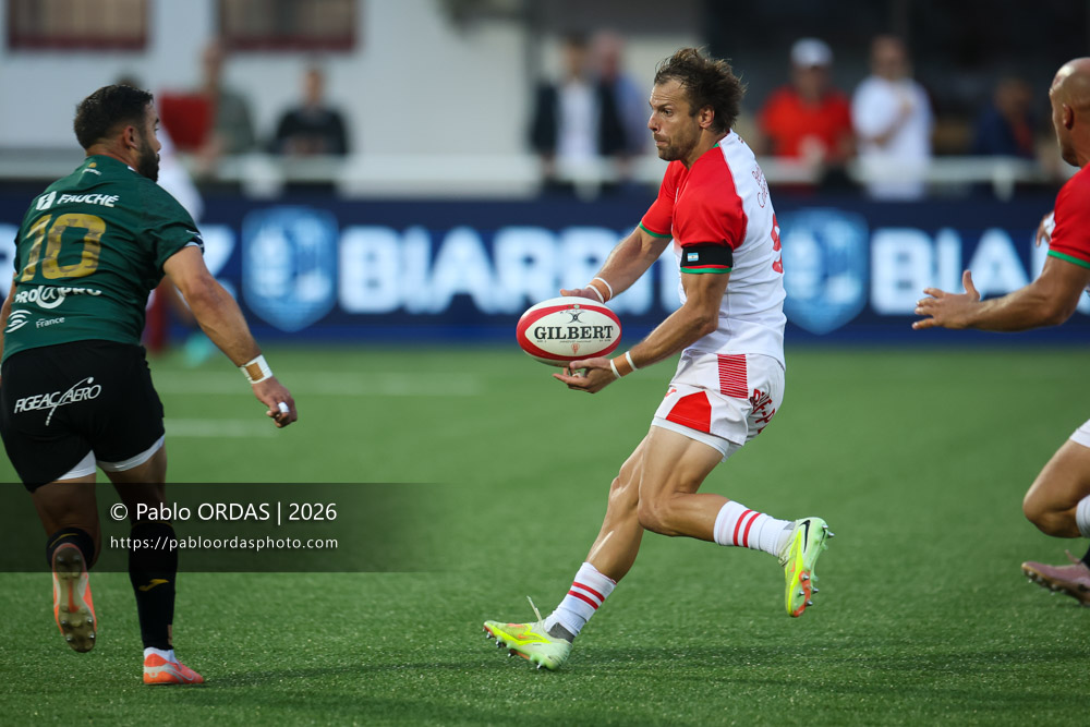 Yann Lesgourgues, lors du match de Pro D2 entre le Biarritz olympique et Montauban, le 25 septembre 2026 au stade Aguiléra de Biarritz, France (Photo Pablo ORDAS)