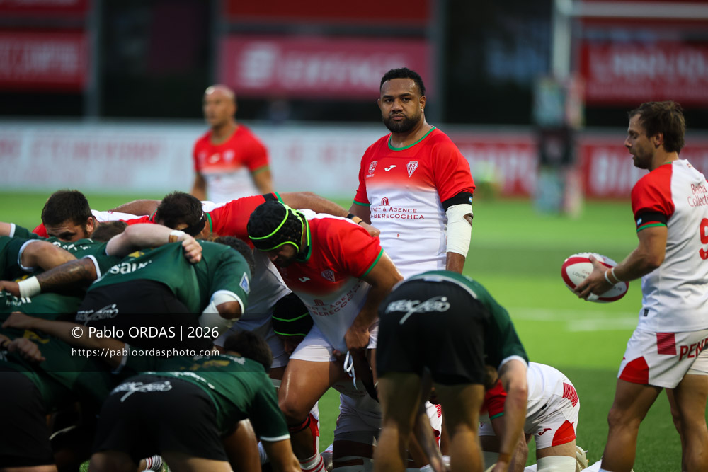 Sione Vailanu, lors du match de Pro D2 entre le Biarritz olympique et Montauban, le 25 septembre 2026 au stade Aguiléra de Biarritz, France (Photo Pablo ORDAS)