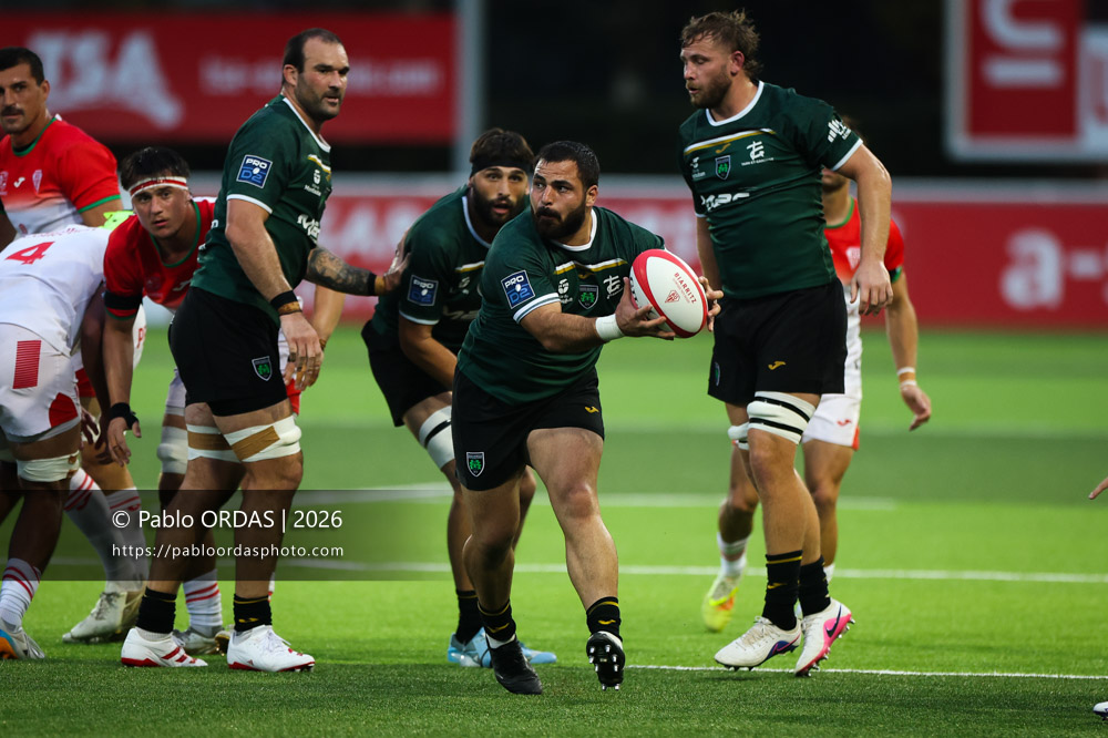 Nugzar Somkhishvili, lors du match de Pro D2 entre le Biarritz olympique et Montauban, le 25 septembre 2026 au stade Aguiléra de Biarritz, France (Photo Pablo ORDAS)