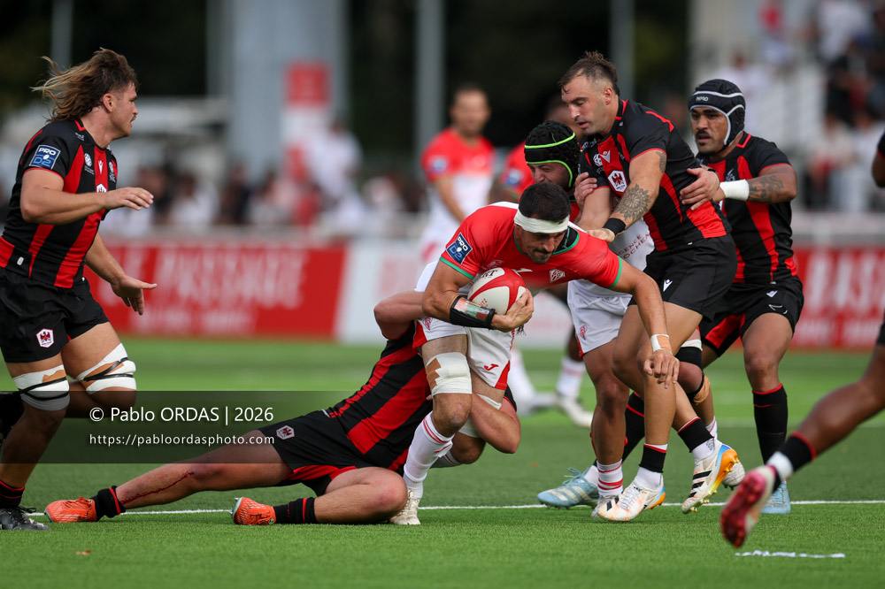 Rémi Bourdeau, lors du match de Pro D2 entre le Biarritz olympique et Nissa Rugby, le 27 août 2026 au stade Aguiléra de Biarritz, France (Photo Pablo ORDAS)
